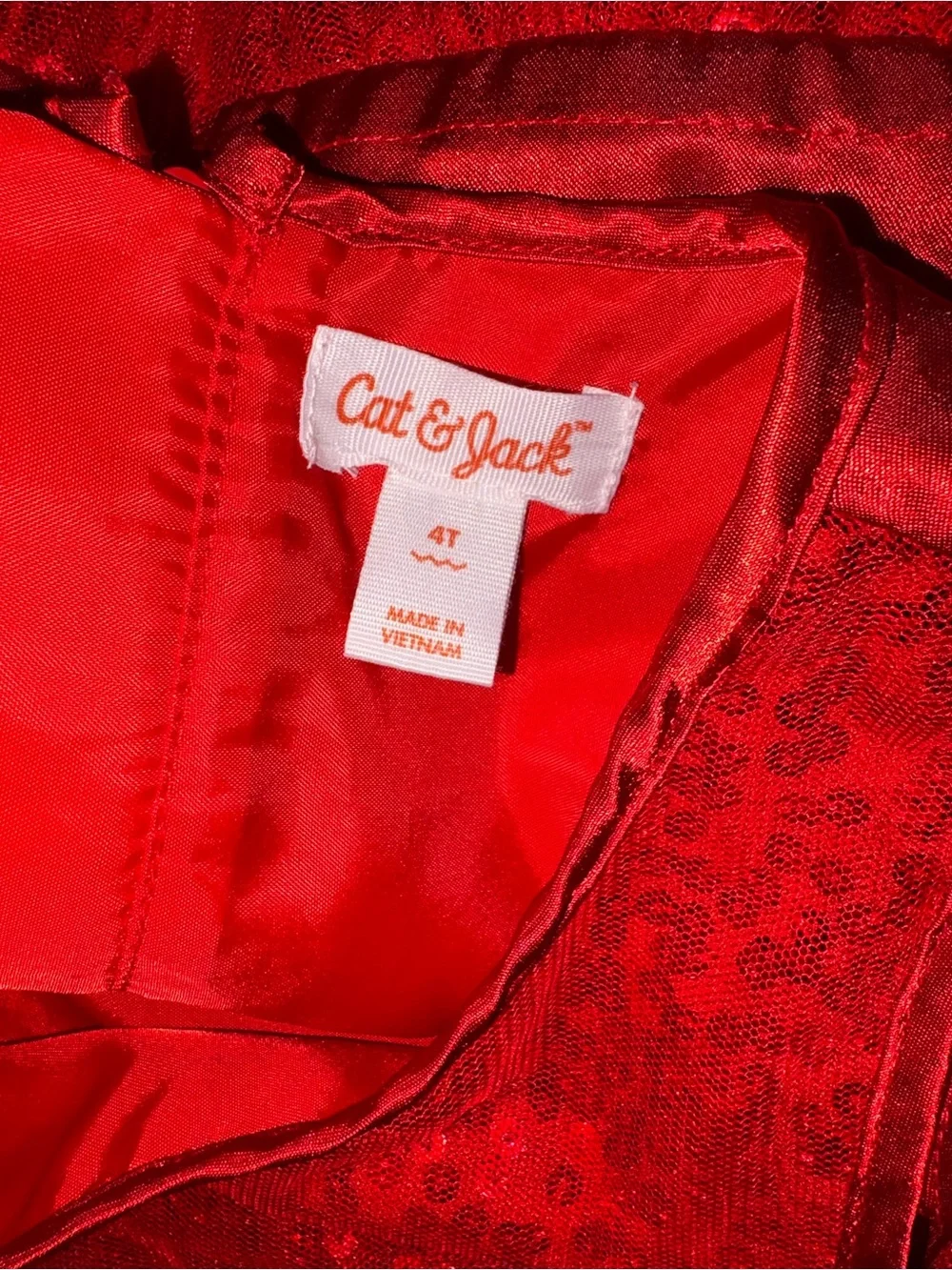Cat & Jack Girls Red Sequin Tulle Party Dress 4T Christmas Holiday Valentine’s